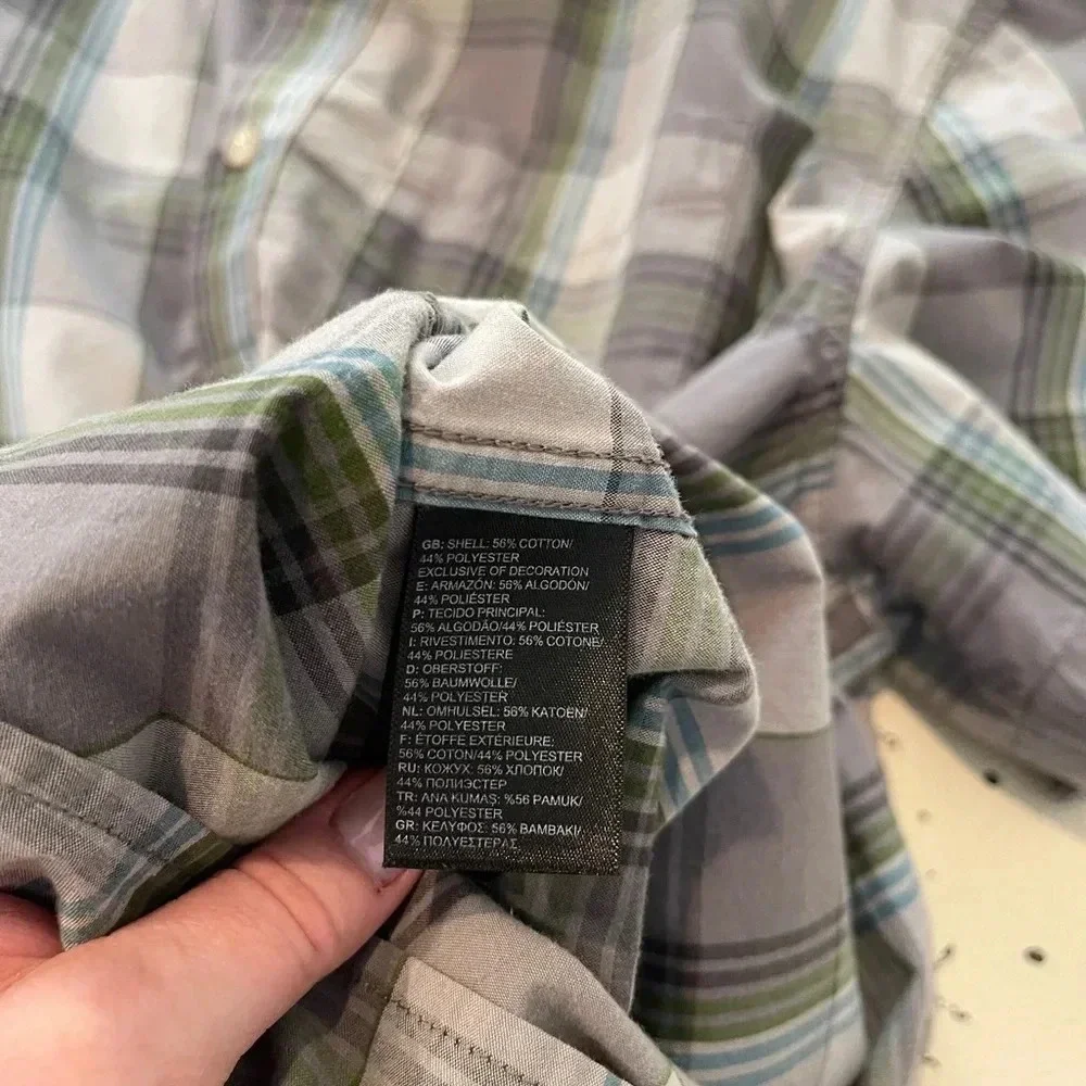 🌼 clearance The North Face XXL Gray Green‎ Plaid Short Sleeve Button Up Shirt